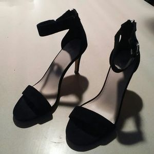 Victoria's Secret Black Suede Ankle Strap Sandals